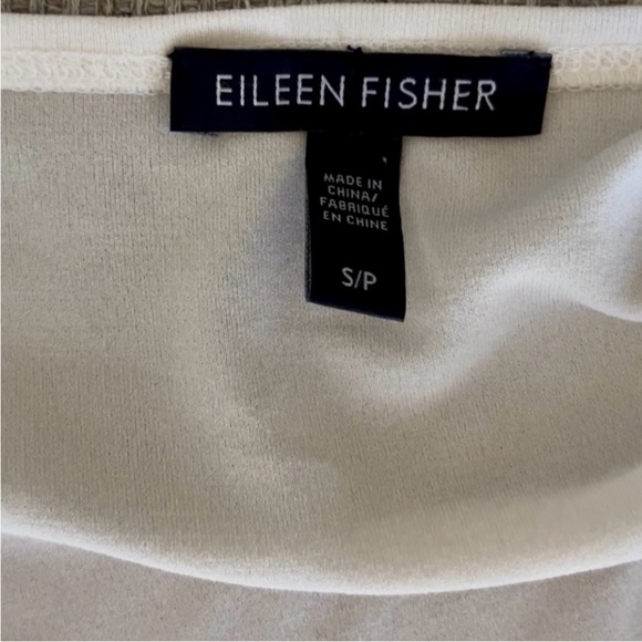 100% SILK Eileen Fisher Cream Top with Purple Butterfly Accent - Picture 8 of 10